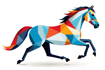 Geometric Horse Illustration-Abstract Polygon Art of a Running Stallion-Colorful Low Poly Horse Design-Modern Animal Vector Graphics-Creative Horse Artwork