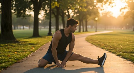 Morning Fitness Routine Stretching and Flexibility Exercises in the Park