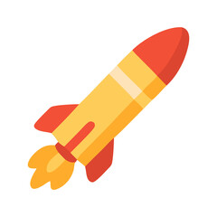 Cartoon rocket ship soars against a crisp white backdrop, symbolizing innovation and adventure