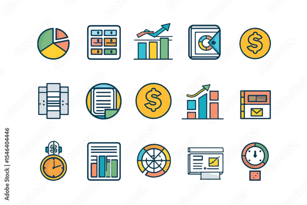 Aufkleber simple set of outline business data information thin icons for web.