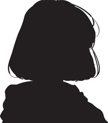 Black silhouette of person with bobbed hair ideal for anonymous user profile