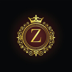 A golden star symbol, vector illustration of a glowing neon sign for an award badge design LOGO Z