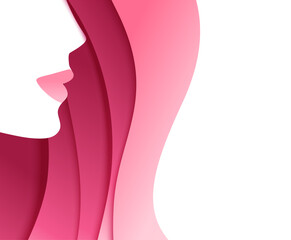 Beautiful female face with red colored hair. Women hair care icon for shampoo or cosmetology emblem design. Vector stock illustration.