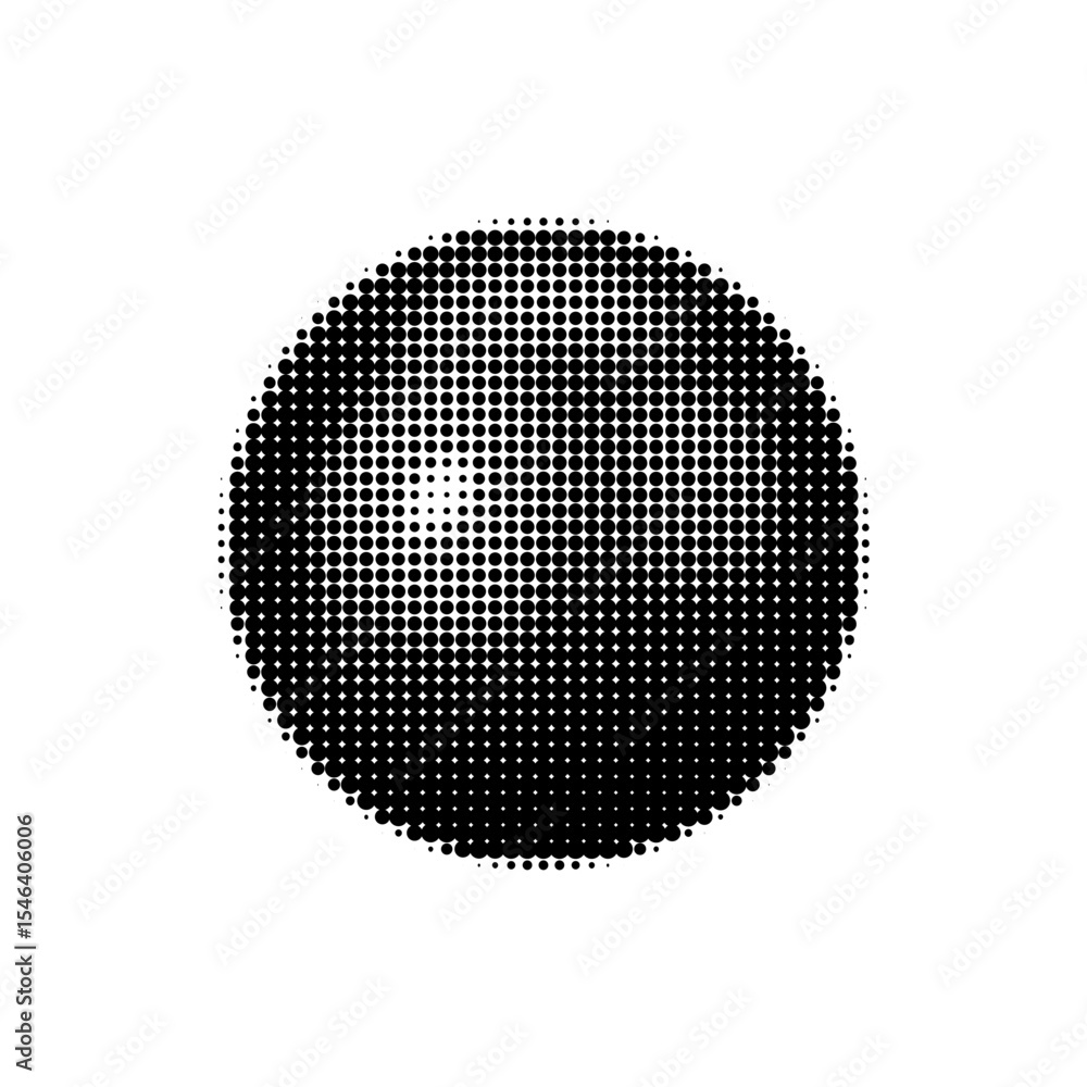 Poster halftone sphere vector illustration. modern design with black and white dot pattern, perfect for bac