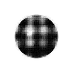Halftone sphere vector illustration. Modern design with black and white dot pattern, perfect for backgrounds, tech themes, and digital art projects. High-resolution and scalable graphic.