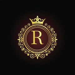 Naklejka premium A golden star symbol, vector illustration of a glowing neon sign for an award badge design LOGO R