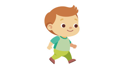 Illustration of a young boy walking, cartoon character design for children's books and animation project