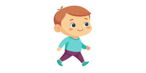 Illustration of a cute little boy walking character design for children's book and animation project