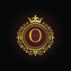 A golden star symbol, vector illustration of a glowing neon sign for an award badge design LOGO O