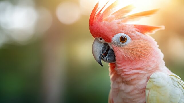 A stunning close-up of a colorful parrot with striking feathers, highlighted by sunlight, capturing the intricate details and vibrant beauty of this exotic bird.