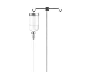 Medical IV Stand with Transparent Fluid Bag for Hospital Use in Healthcare Environment