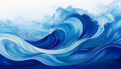 abstract fluid blue ocean wave marine banner background illustration