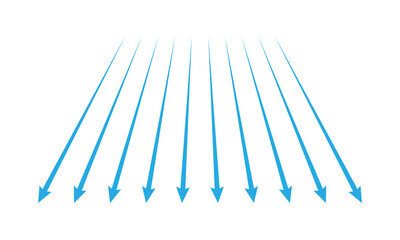 Set of black and blue arrow showing air or wind flow. Air conditioner direction. Isolated on white&nbsp;background&nbsp;.&nbsp;EPS&nbsp;10&nbsp;. 