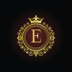 Naklejka premium A golden star symbol, vector illustration of a glowing neon sign for an award badge design LOGO E