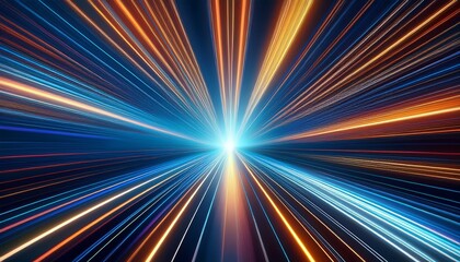 abstract fast moving stripe lines with glowing sun light flare high speed motion blur concept of leading in business hi tech products warp speed wormhole science