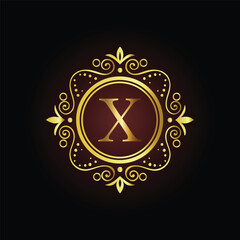 Golden star symbol vector illustration on an abstract background LOGO X