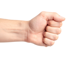 Close-up of a Human Hand Clenching a Fist Highlighting Strength and Determination in a Neutral Background