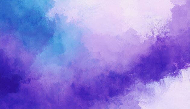purple watercolor background painting on paper texture pastel purple blue colors in blotches and paint bleed design