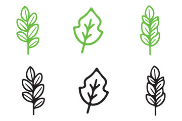 Leaf icon doodle vector on white background