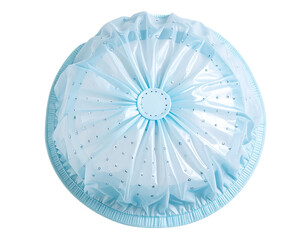 Blue Shower Cap with Decorative Design and Ventilation Features for Hair Protection and Style