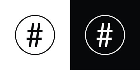Obraz premium Hashtag icon in black. flat graphic vector icon