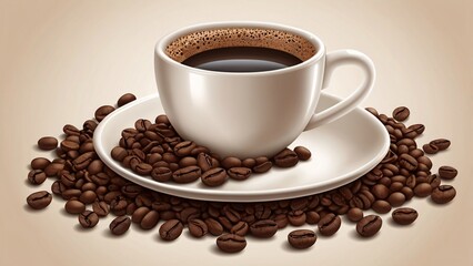 Fototapeta premium Rich Aromatic Coffee Indulge in the Perfect Cup, Roasted Beans, and the Enriching Experience