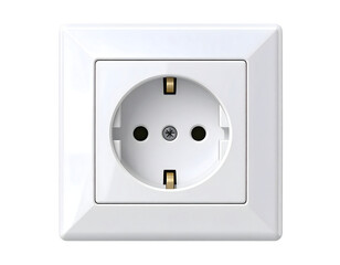 White Electrical Outlet with Three Holes on Plain Background for Electrical and Home Decor Use