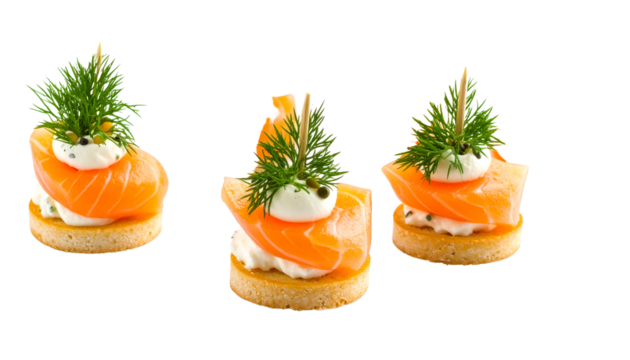 Delicious Salmon Canapés with Cream Cheese and Fresh Dill for Elegant Party Appetizer Presentation