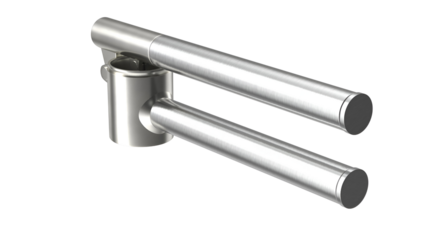 A metallic component with two elongated arms, likely used in machinery or engineering applications.