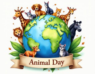 Obraz premium Cute Animals Around the World Celebrate Animal Day!