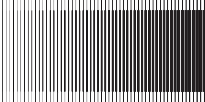Thin line halftone gradient texture. Fading vertical stripe gradation background. Repeating wide pattern backdrop. Black parallel lines wallpaper for overlay, print, banner, poster. Vector eps10