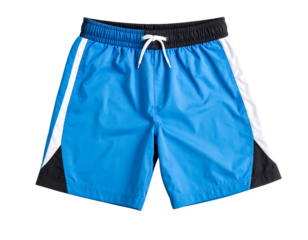Light Blue Swim Shorts with Black and White Accents for Summer Beach or Pool Activities