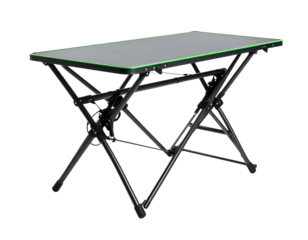 Portable Folding Table with Green Trim Ideal for Outdoor Activities and Events Setup and Home Use