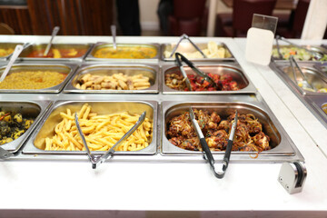 Indian Buffet Restaurant Food Chafing Dishes