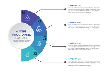 Modern 4 Step Infographic Diagram with Icons for Business Process, Marketing Strategy, and Workflow Presentation