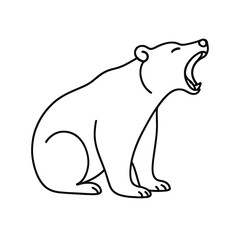 Yawning Polar Bear Line Art Illustration