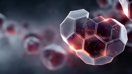 Abstract Geometric Dodecahedron Structure with Glowing Interior and Dark Background - Powered by Adobe