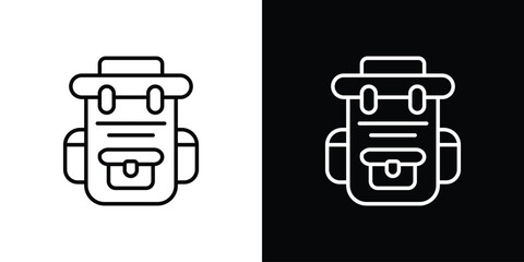 Hiking backpack icon in black. flat graphic vector icon