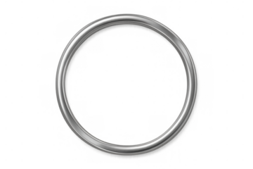 Metallic silver ring hovering over a transparent background, creating a sleek and modern aesthetic, ideal for various design projects