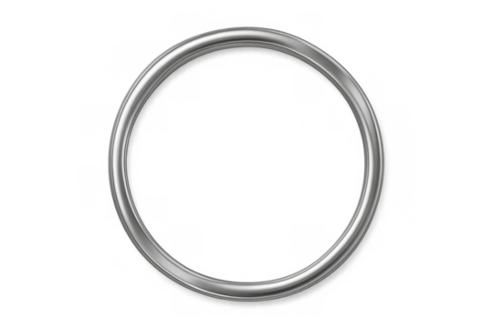 Metallic silver ring hovering over a transparent background, creating a sleek and modern aesthetic, ideal for various design projects