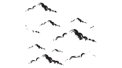 Black Silhouette Cloud Elements Isolated Vector