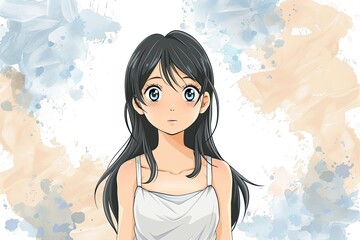 Ultra Hd Visual of Simple Background Cartoon Anime Style Girl Avatar Character Drawing