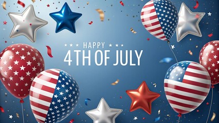 Happy Independence Day celebration background design with colorful party balloons, a festive holiday event illustration 4th july