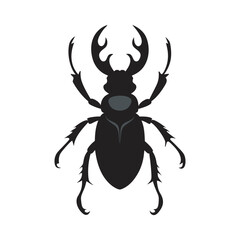 Stag Beetle With Large Pincers Silhouette