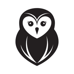 Barn Owl With Heart Face Silhouette