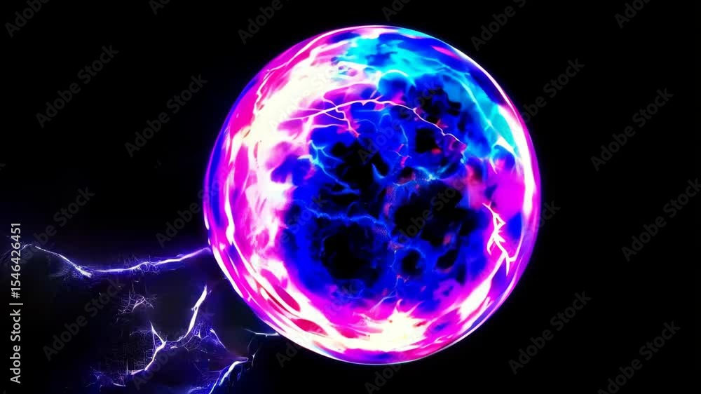 Aufkleber electric orb with pulsating energy and dynamic lightning effects in vivid colors