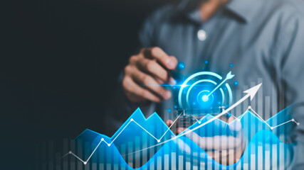 statistical analyst using calculator to calculate and statistics charts ,business growth graph...