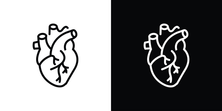 Human heart icon in black. flat graphic vector icon