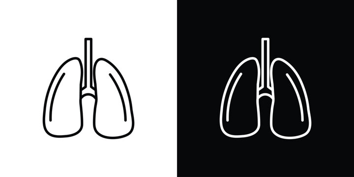 Human lungs icon in black. flat graphic vector icon