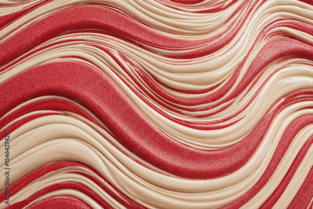 Poster this abstract 3d illustration features a dynamic red and white fluid wave pattern, creating a visual
